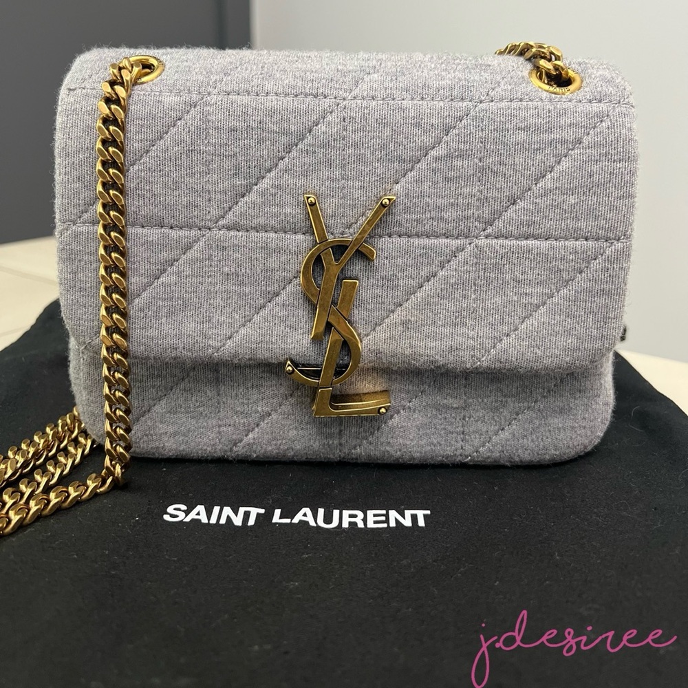 Saint Laurent Mini Jamie - Jersey Wool Patchwork Gray, Authentic